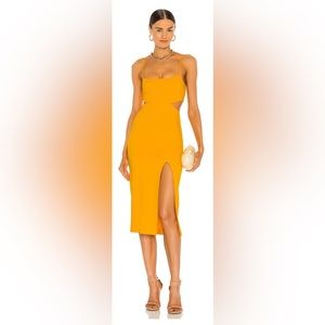 h:ours Vibrant Orange Midi Dress NEW
